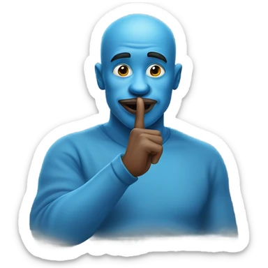 Blue man counts 2 and gives hush sign sticker