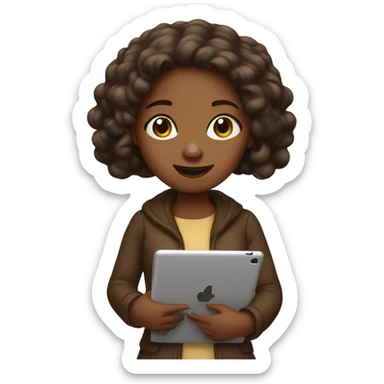 Browni girl with iPad  sticker