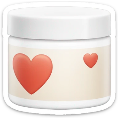 Moisturizing cream in a small container with a white heart on it sticker