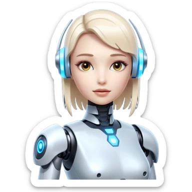 an AI robot, futuristic, digital, glowing, sexy dress sticker