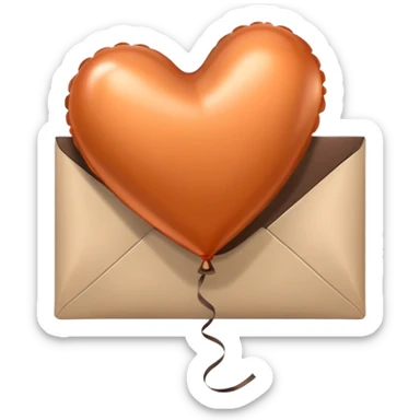 dark brown love letter in drak beige and dark orange metallic heart-shaped balloons sticker