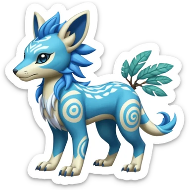  Tropical Tiny Marked Patterned Tribal WereGarurumon-Suicune-Linoone-Meloetta-fusion-hybrid-creature (full body) sticker