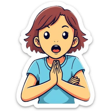 Arms crossed holding neck screaming girl sticker