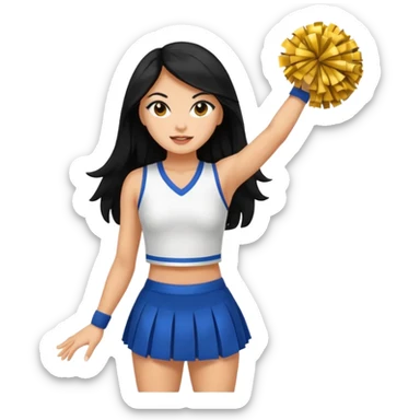 cheerleader full body with long black hair sticker