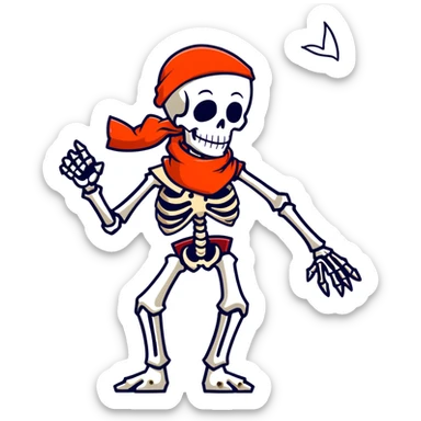 Papyrus from Undertale, tall skeleton with a red scarf, white body armor, orange-red gloves, enthusiastic pose sticker