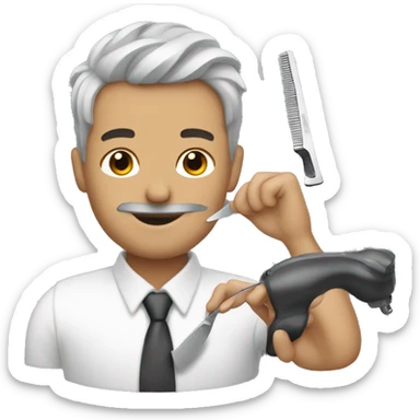 Barber cutting hair sticker