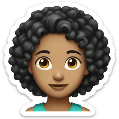 light skin black curly haired girl sticker