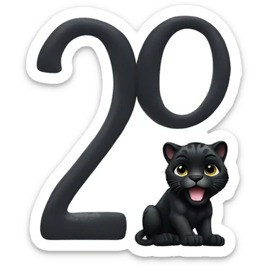 Black panther holding the number 0 in its paws sticker