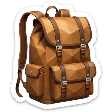 backpack brown emoji low poly  sticker
