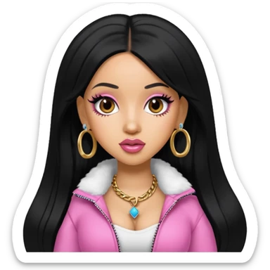 cardi b, pretty bratz baddie, black hair sticker