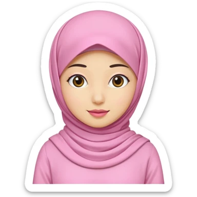 wanita hijab pink baju putih sticker