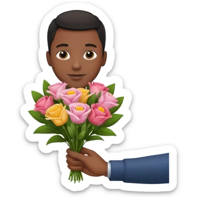 Black Male hand give a bogue of flowers sticker