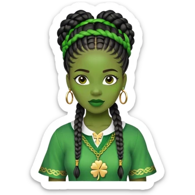 Black woman with braids st Patrick’s day sticker
