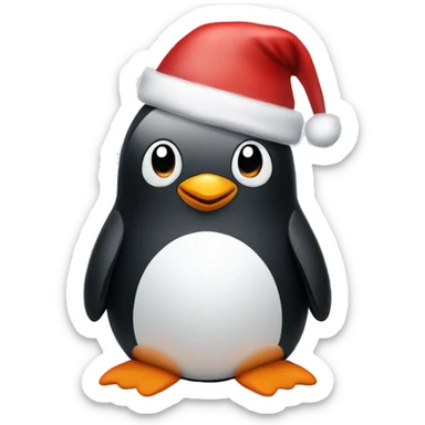penguin with a Christmas hat  sticker