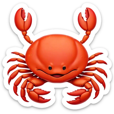 Meme-Worthy Cute Sleeping Red Crab Portrait Emoji, Head resting peacefully with a contented smile, showcasing a robust, vivid scarlet carapace and softly closed eyes in serene slumber, Simplified yet adorably endearing features, highly detailed, glowing with a soft, drowsy ocean light, high shine, relaxed and utterly lovable, stylized with an air of playful laziness, soft glowing outline, capturing the essence of a sleeping red crab that feels destined to become the next viral icon of adorable rest! sticker