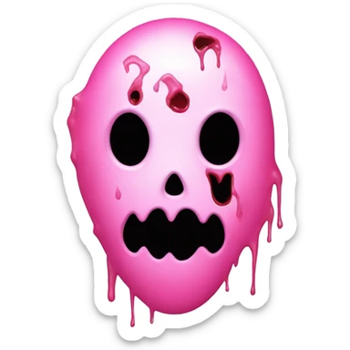 bubblegum pink colored ghost face scream movie mask with blood spatters on it sticker