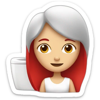 Une femme au cheveux rouge sur des toilettes  sticker