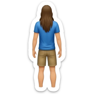 full body man long hair from behind waist deep in forest lake, water running down back sticker