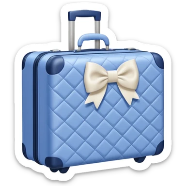 Periwinkle quilted luggage with white bow  sticker