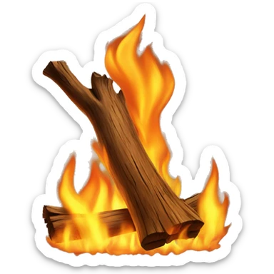 Wood on fire sticker