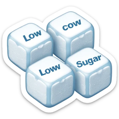 Icon 3 terrones de azúcar con la palabra debajo que diga low sugar sticker
