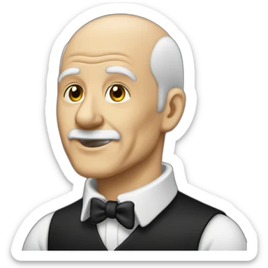Old man pianist bald sideburns black shirt sticker
