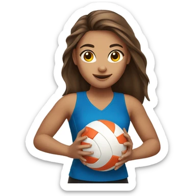 Brown hair girl playing volleyball sticker