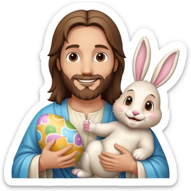 Jesus with Easter bunny sticker