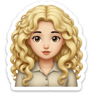 black hair blond girl with long curly hair make her little chubby sticker