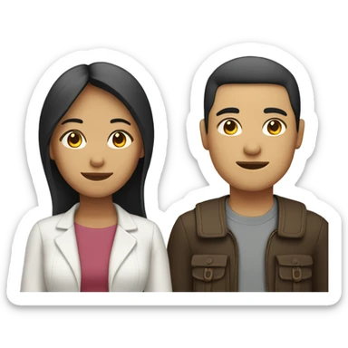 Half white half Asian woman and half white half Asian man traveling  sticker