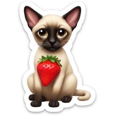 Siamese with red strawberry jumper  sticker