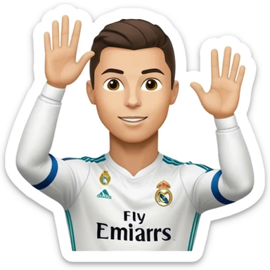 A emoji of christiano ronaldo in a real madrid kit doing a celebration sticker