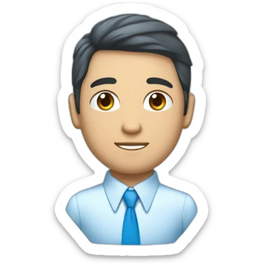 Un chico de pelo azul, ojos azules, camisa blanca, chaqueta azul y corbata azul  sticker