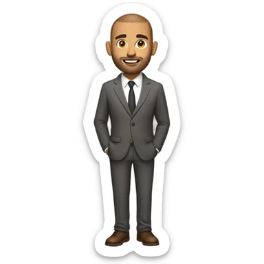 olive skin man, with brown buzz cut and a stubbled beard, with a smart business man outfit on. sticker