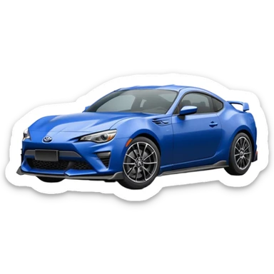 Low view of dark blue 2025 Toyota 86 styled like 65 mustang sticker