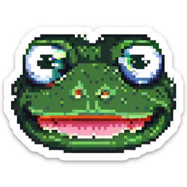 pepe the frog with wild eyes and tongue out sticker
