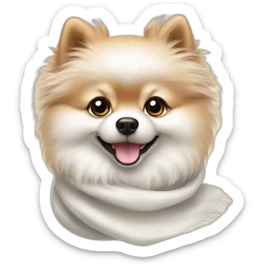 Pomeranian white scarf sticker
