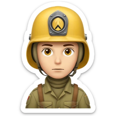Soldier just face no body generic yellow skin with a gunner helmet that has NO FUCKING ISIGNIA ON THE HELMET sticker