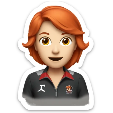red head female coach esport with whistle sticker