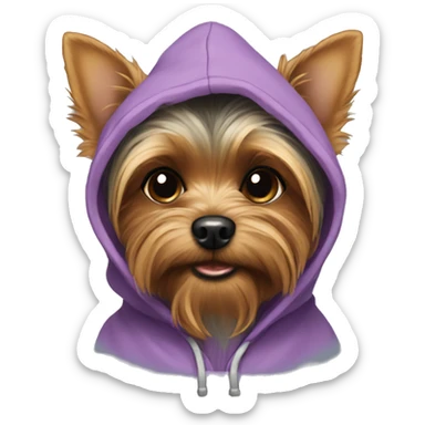 Yorkie dog wearing a hoodie  sticker