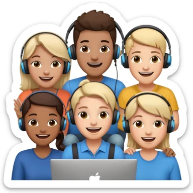 Personas reunidas charlando entre amigos en videoconferencia sticker