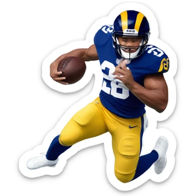Saquon Barkley backwards jumping over the LA Rams mascot  sticker