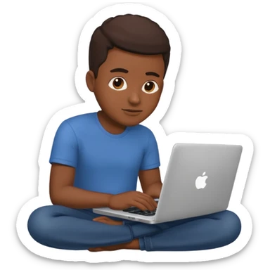 its a black man sitting working on a laptop with no face or anything sticker