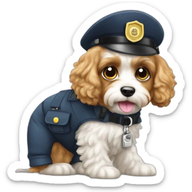 White cavapoo as an inspector sticker