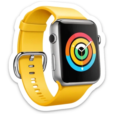 a colourful apple watch with fitness rings in the style of an ios emoji  sticker
