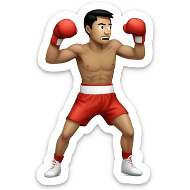 asian man boxer punching side sticker