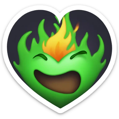 Green heart on fire ❤️‍🔥 sticker