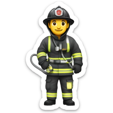 fire fighter, whole body, holding a hose sticker