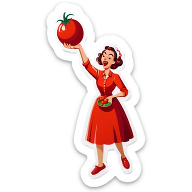 Mad lady throwing tomatoes  sticker