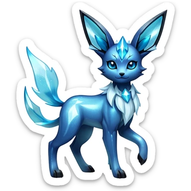 Shiny Edgy Badass Dark Gothic Glittery Ethereal Sparkly Glaceon-Amaura-Aurorus-Fakémon-hybrid-creature (full body)  sticker